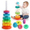 Montessori Rotating Rainbow Tower Baby Stacking Puzzle Toys Safety and Environmental