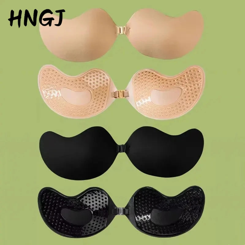 FINETOO 1-15PCS Women Invisible Nubra Breast Patch Tow-Color Hypoallergenic Mango Cup bra Silicone Non-Falling Off Thin
