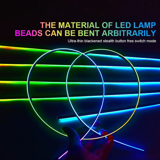 35/75/110cm Led Acrylic Car Ambient Light RGB 64 213 Color Symphony Acrylic APP Streamer Atmosphere Lamp Auto Accessories