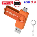 High Speed USB Type C USB Flash Drive 128GB Free Key Chain Pendrive 64GB Orange 2 in 1
