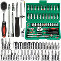 46Pcs Family Tools 1/4 Set Mechanic Tool Kits for Auto Repair Hous with Sockets Metric