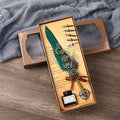 5color Machine Feather Dip Pen Set,Replaceable 5 Nib,Ink-Containing,Creative Quill