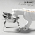 304 Stainless Steel Raised Cat Bowl with 15 Elevated Design Tilted Neck Guard Healthy