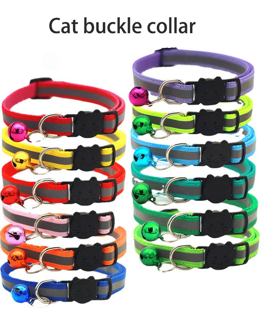 Cat Collar Colors Reflective Breakaway Neck Ring Necklace Bell Pet Products Safety