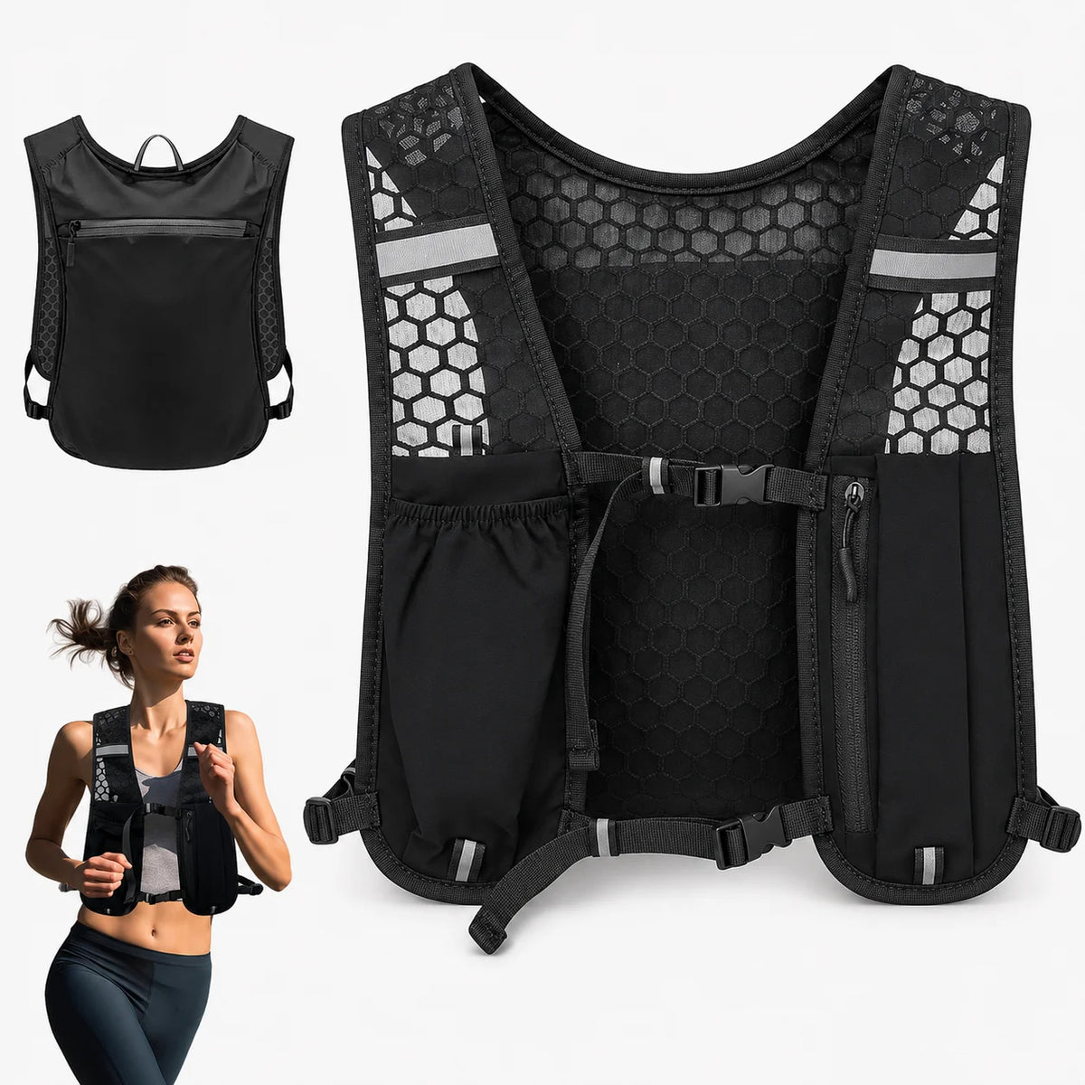 Lightweight Running Vest Pack for Men & Women, Breathable Hydration Vest, Front Pocket