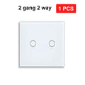 NYWP EU 86*86mm 1Gang 2Way Dual Touch Switch Tempered Glass Panel Stair Switch Bedroom