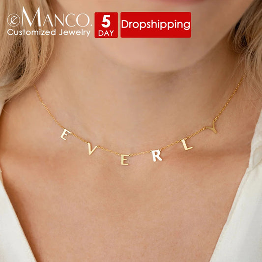 EMANCO Custom Stainless Steel Name Necklace Customized Personalized Letter Necklace