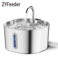 ZYFeeder 2.2L Automatic Water Fountain Stainless Steel Pet Water Feeder Cat/Dog Drink