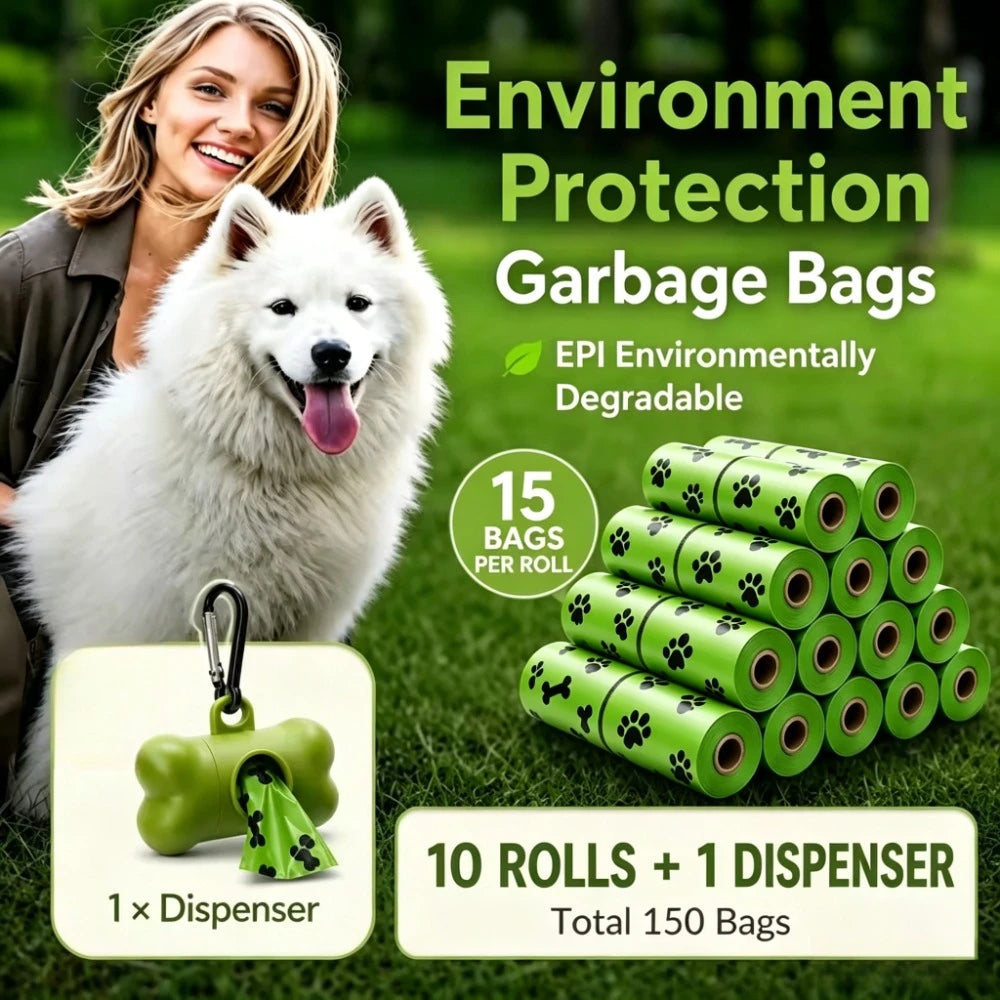150Pcs Biodegradable Poop Dog Bags+Dispenser - Thickened Dog Waste Bags for On-the-Go Outdoor Cleanup & Environmentally Friendly