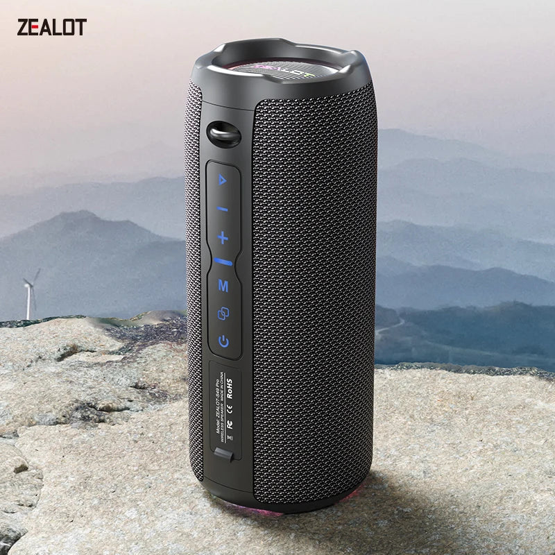 ZEALOT-S49PRO Portable Bluetooth Speaker 20W IPX6 Waterproof,Micro SD Card,AUX-in Plug,10H Playtime,RGB Light Wireless Stereo