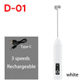 HOT Electric Milk Frother + Egg Beater Wireless Type-C Charging 3 Speeds Mini Handheld