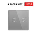 NYWP EU 86*86mm 1Gang 2Way Dual Touch Switch Tempered Glass Panel Stair Switch Bedroom