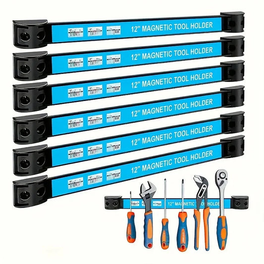 8"/12"/18"/24 Heavy Duty Magnetic Tool Rack with Blue Label Slots and Tool Holders -