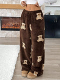 New High-quality Autumn And Winter Women's Flannel Casual Sleeping Pants With Elastic Waist And Leopard Print Sleeping Pants