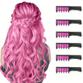 6-Piece Temporary Hair Dye Set, New Chalk Comb Temporary Washable Hair Dye, Suitable for Girls' Birthday Role-Playing DIY