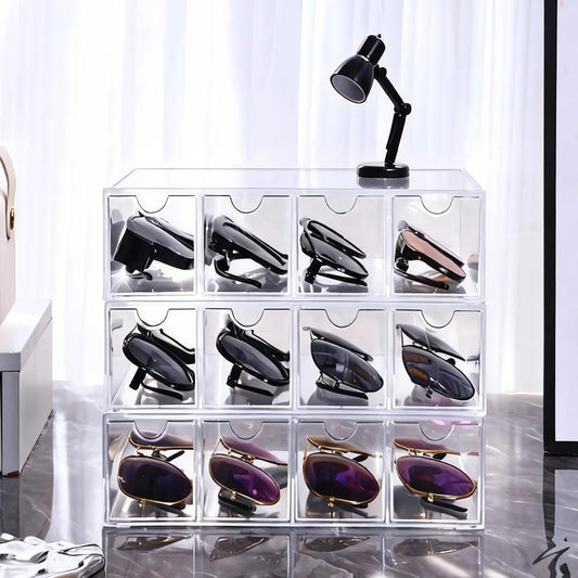 1pc Glasses Multifunctional Transparent Acrylic Tabletop Storage Box Drawer Style Female Sunglasses Sunglasses Organizer