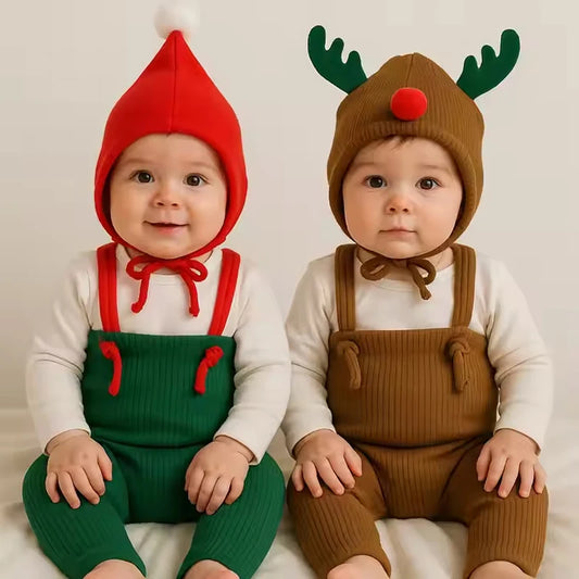 2026 Baby Cute Christmas Clothing Knit Pants with Hat Toddler Girls Boys Trousers New