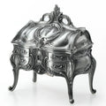 Anastasia Once upon a December Wind-Up Musical Box Round Alloy with Embossed Rose Decor Romantic Valentines Day Gift