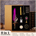 5color Machine Feather Dip Pen Set,Replaceable 5 Nib,Ink-Containing,Creative Quill