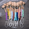 Baby Beech Pacifier Clip Round Colorful Silicone Teething Beads Food Grade Dummy Holder
